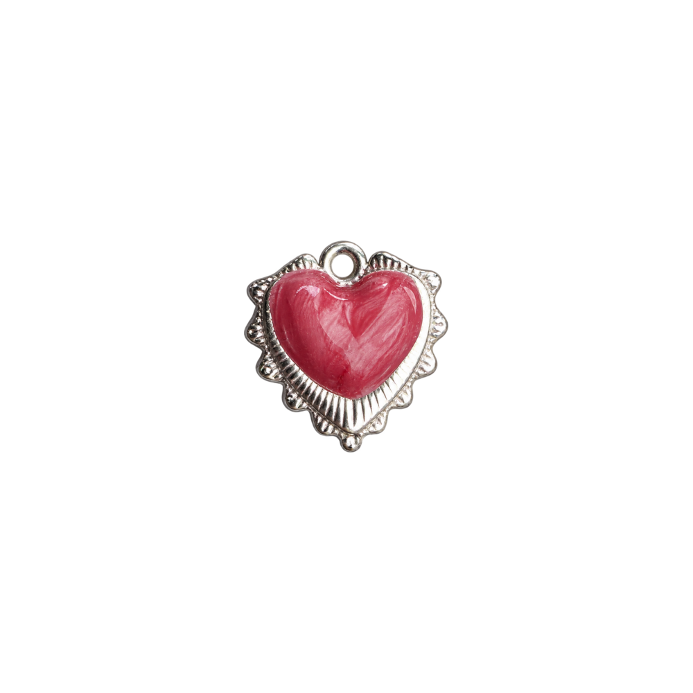 Spike Heart Charm in Silver