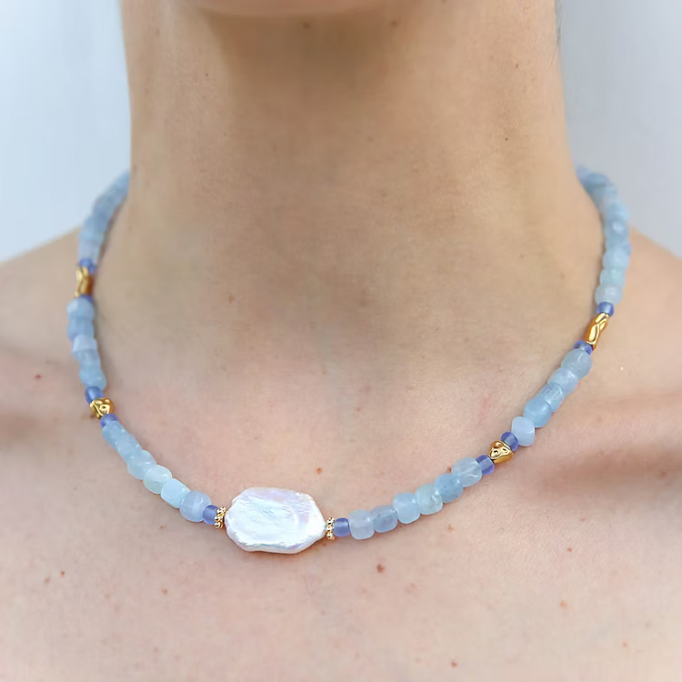 Ice Blue Pearl Necklace