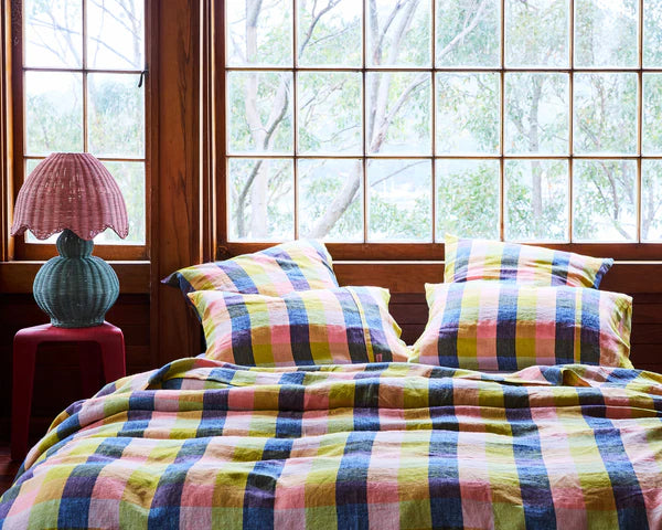 Florida Tartan Linen Quilt Cover