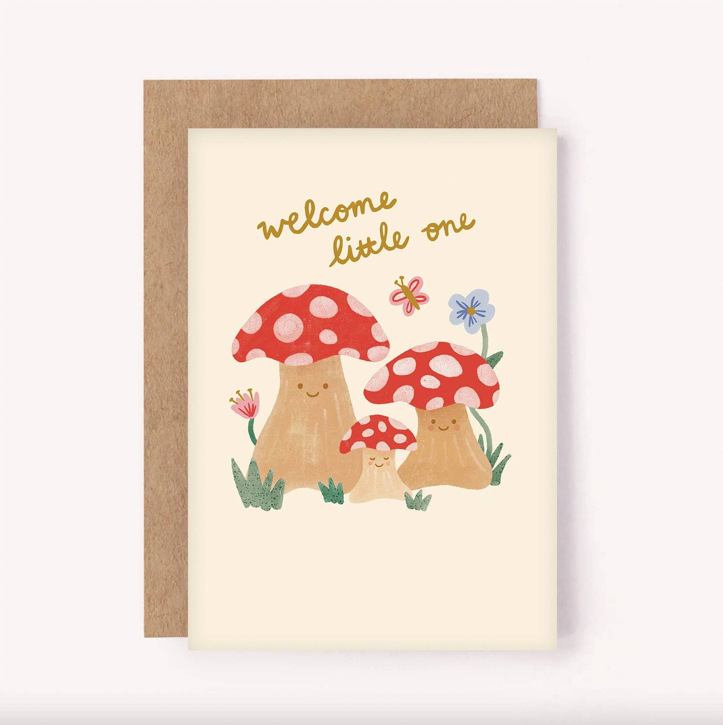 Welcome Little One Mushroom - New Baby Cute Neutral Card