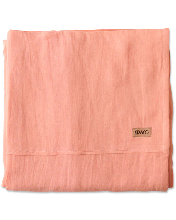 Coral Blossom Linen Flat Sheet