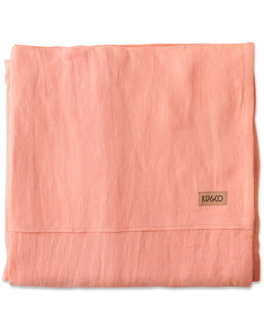Coral Blossom Linen Flat Sheet