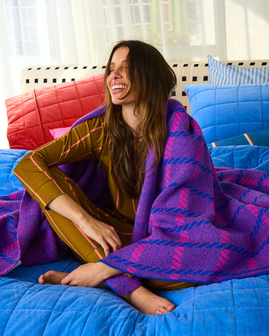 Just Landed - Pink Punch Check Blanket