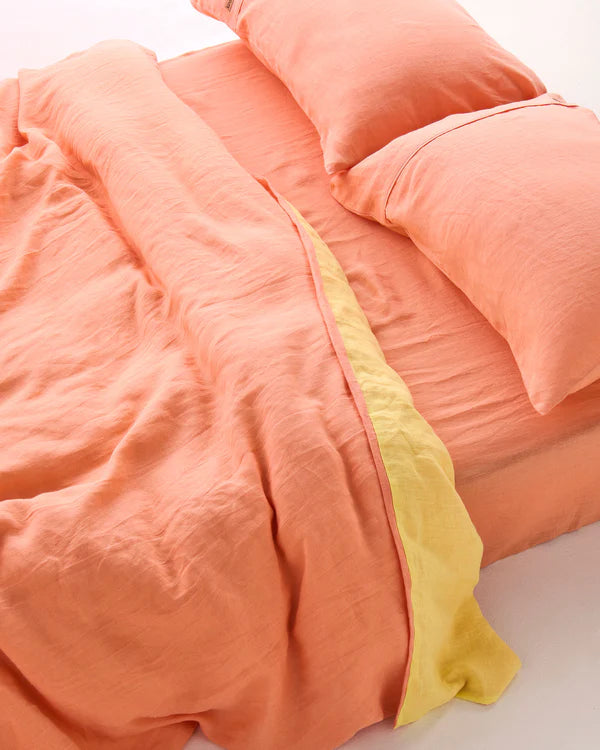 Coral Blossom Linen Pillow Case Set