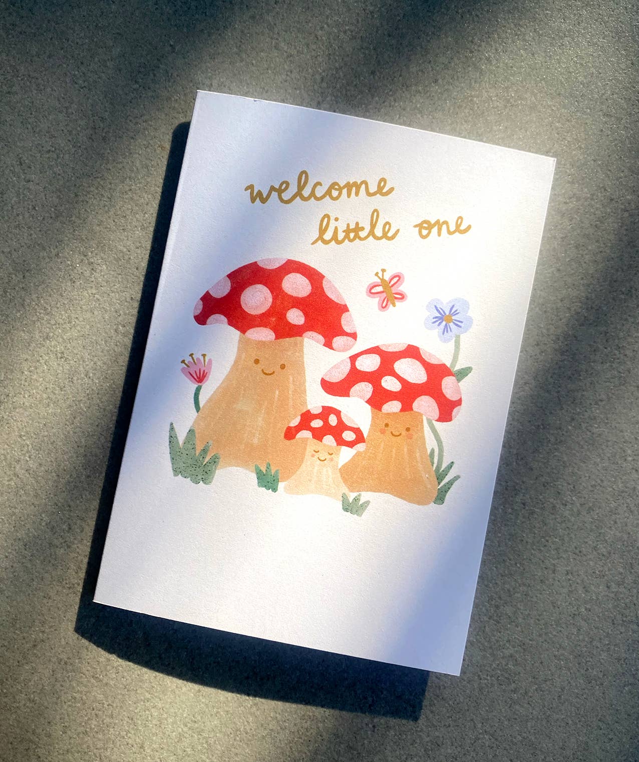 Welcome Little One Mushroom - New Baby Cute Neutral Card
