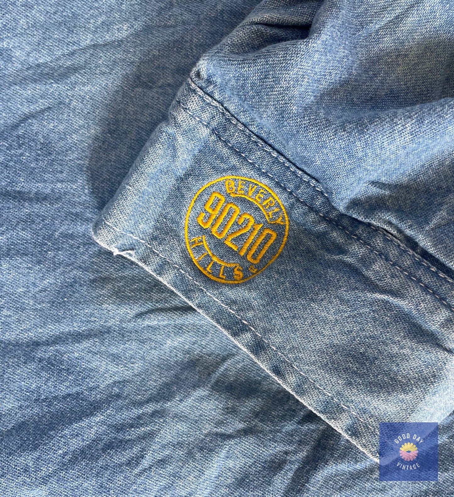 Vintage Denim Shirt with 90210 Cast and Crew Embroidery