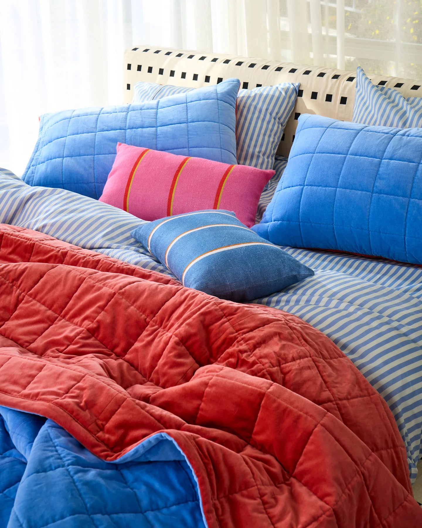 Blue Robin Velvet Quilted Pillowcases (Set of 2)