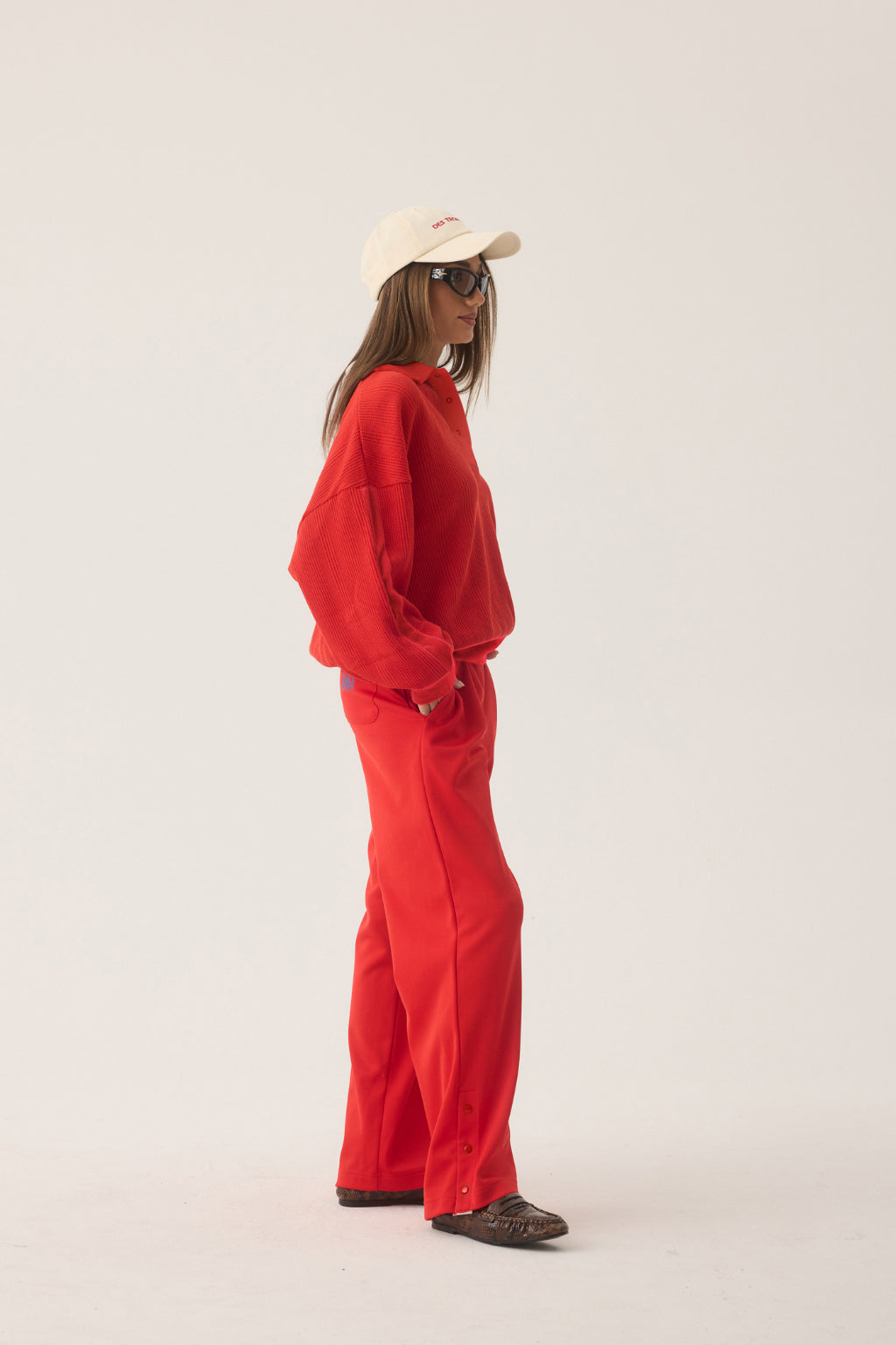 Tiva Waffle Sweatshirt in Apple Red