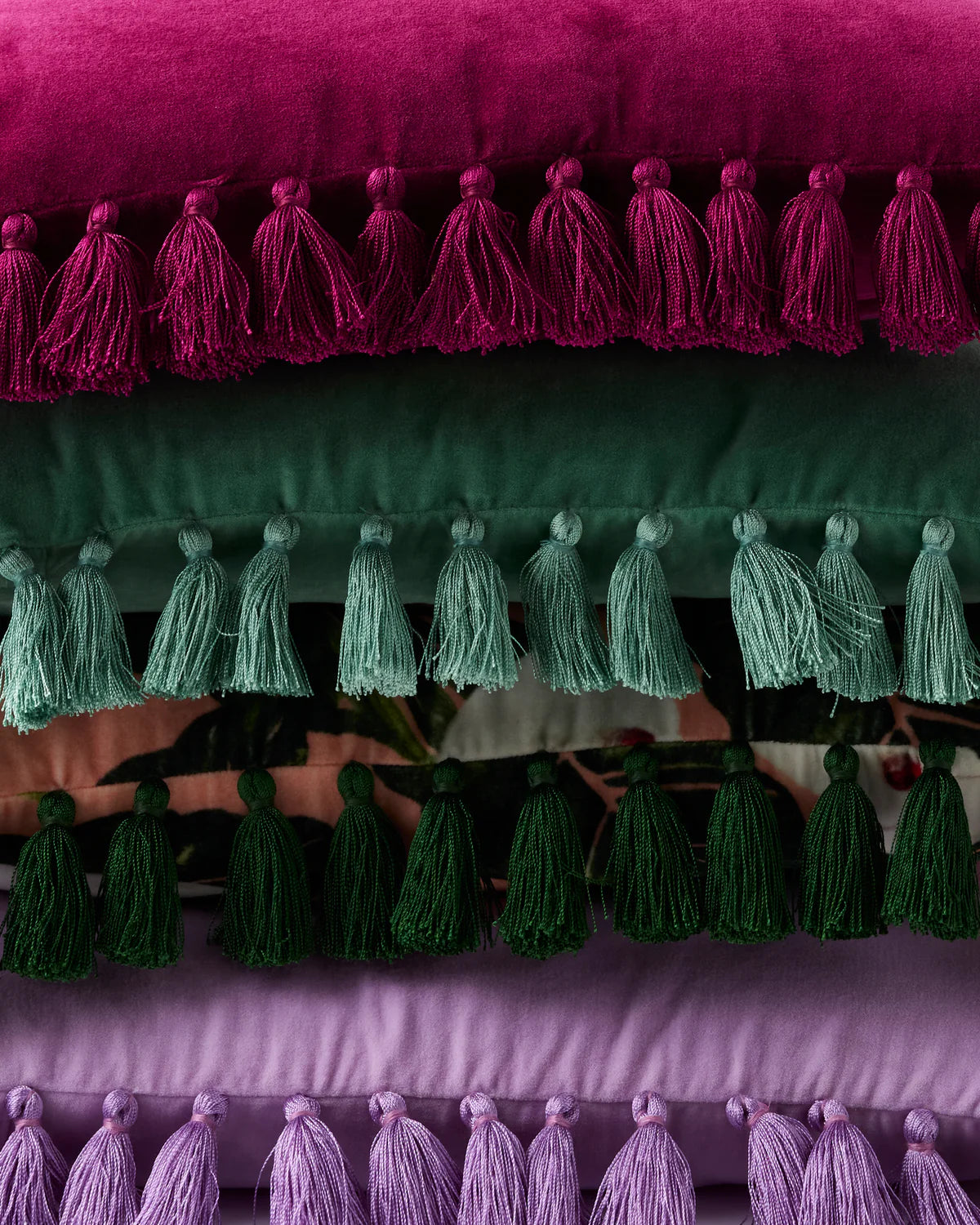 Lilac Velvet Tassel Cushion