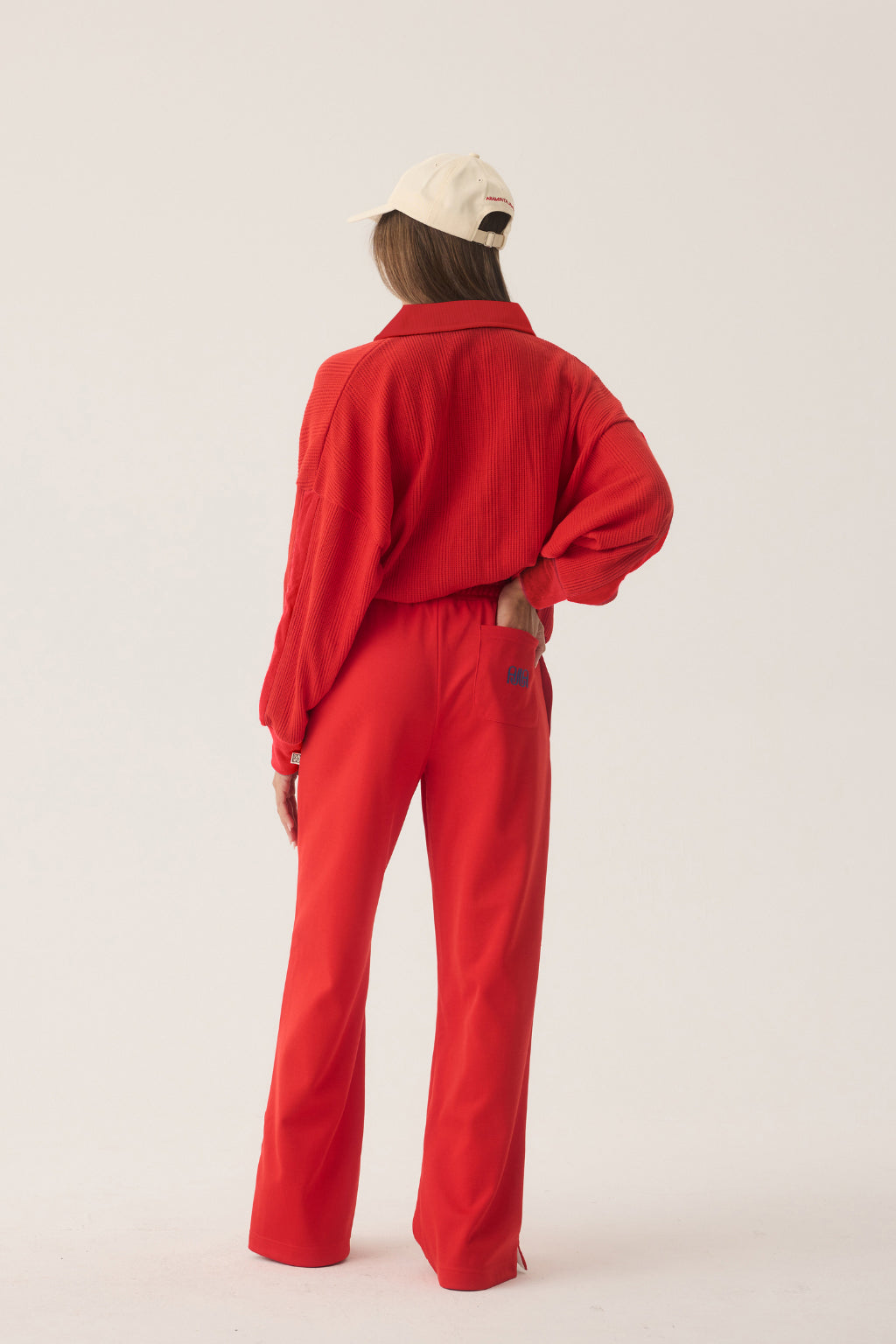 Tiva Waffle Sweatshirt in Apple Red