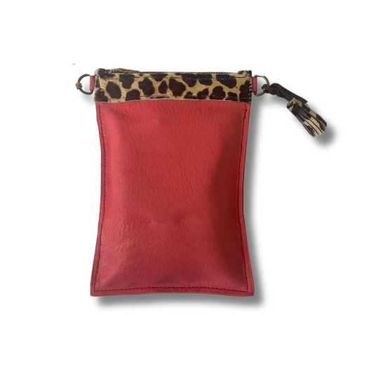 Zip Top Phone Pouch in Rose & Leopard