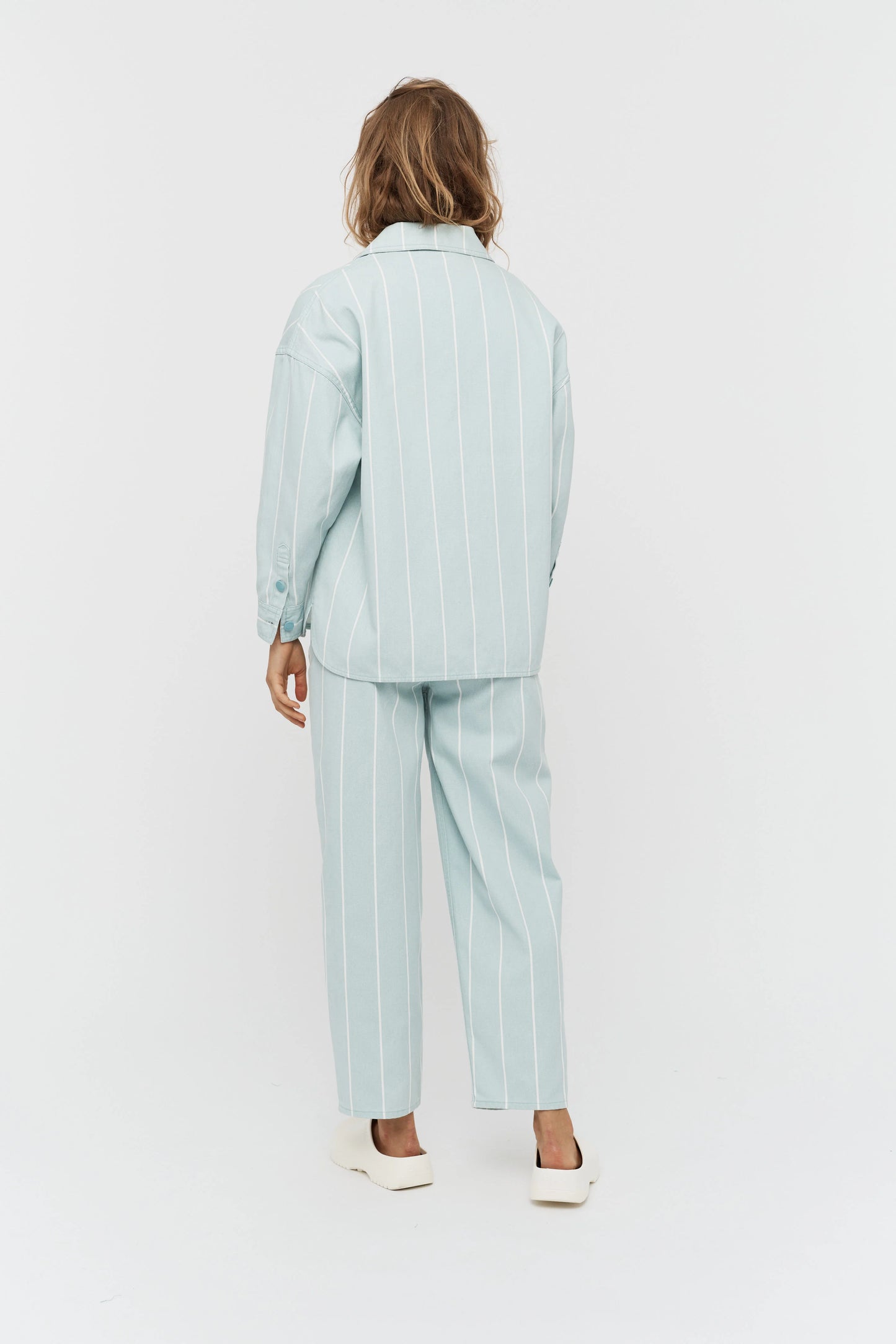 Amaya Striped Jean in Retro Blue and White