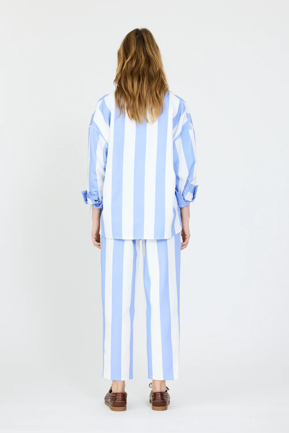 Amaya Striped Denim Jean in Grape Mist and White