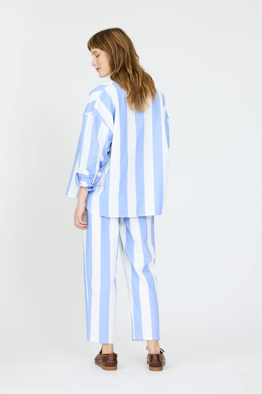 Amaya Striped Denim Jean in Grape Mist and White