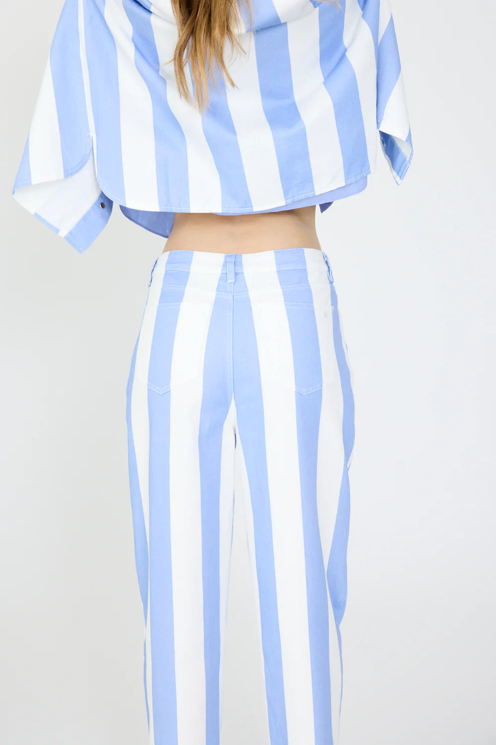 Amaya Striped Denim Jean in Grape Mist and White