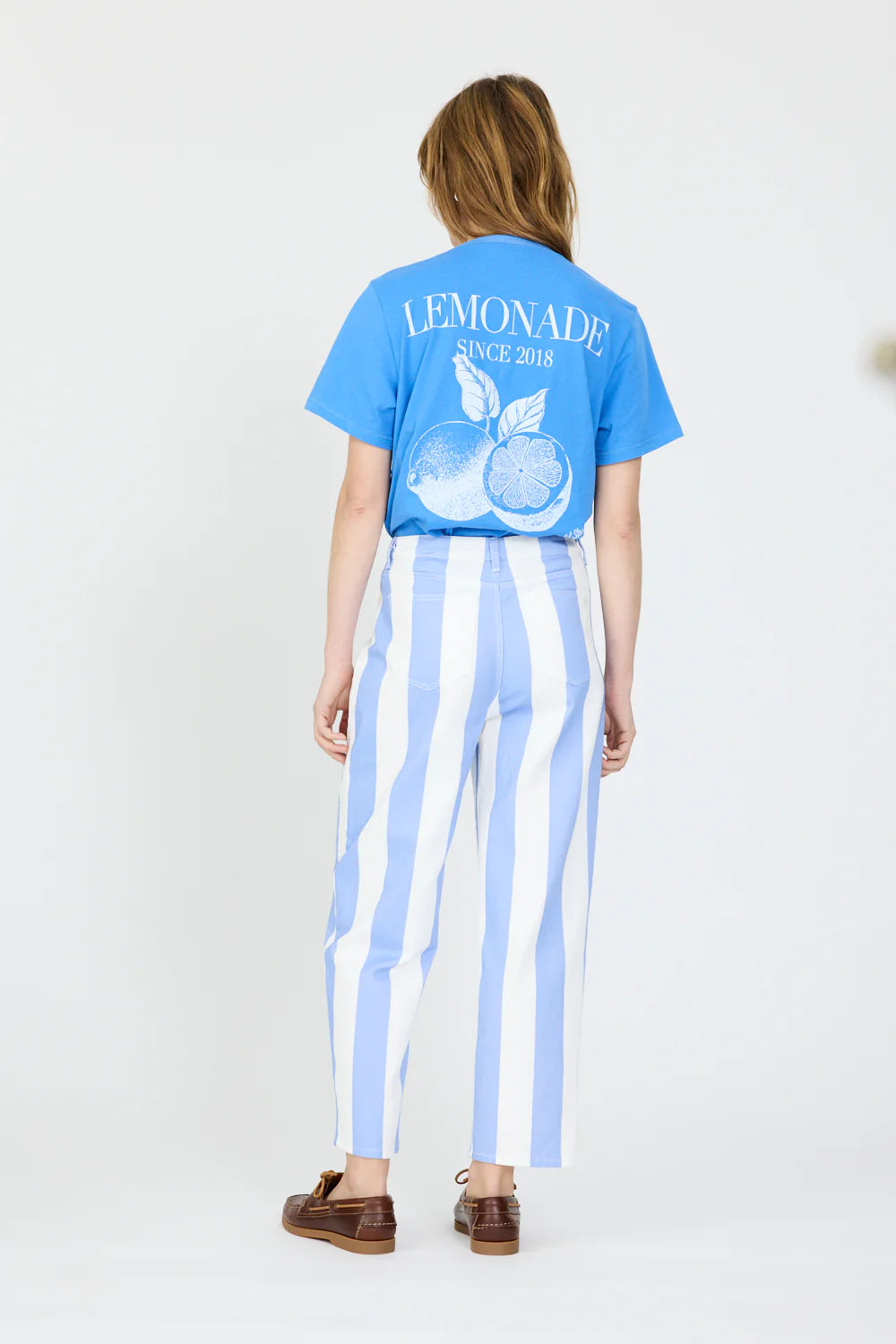 Amaya Striped Denim Jean in Grape Mist and White