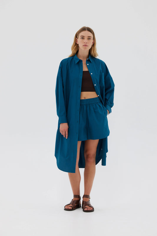 The Chiara Shirt Dress in Teal