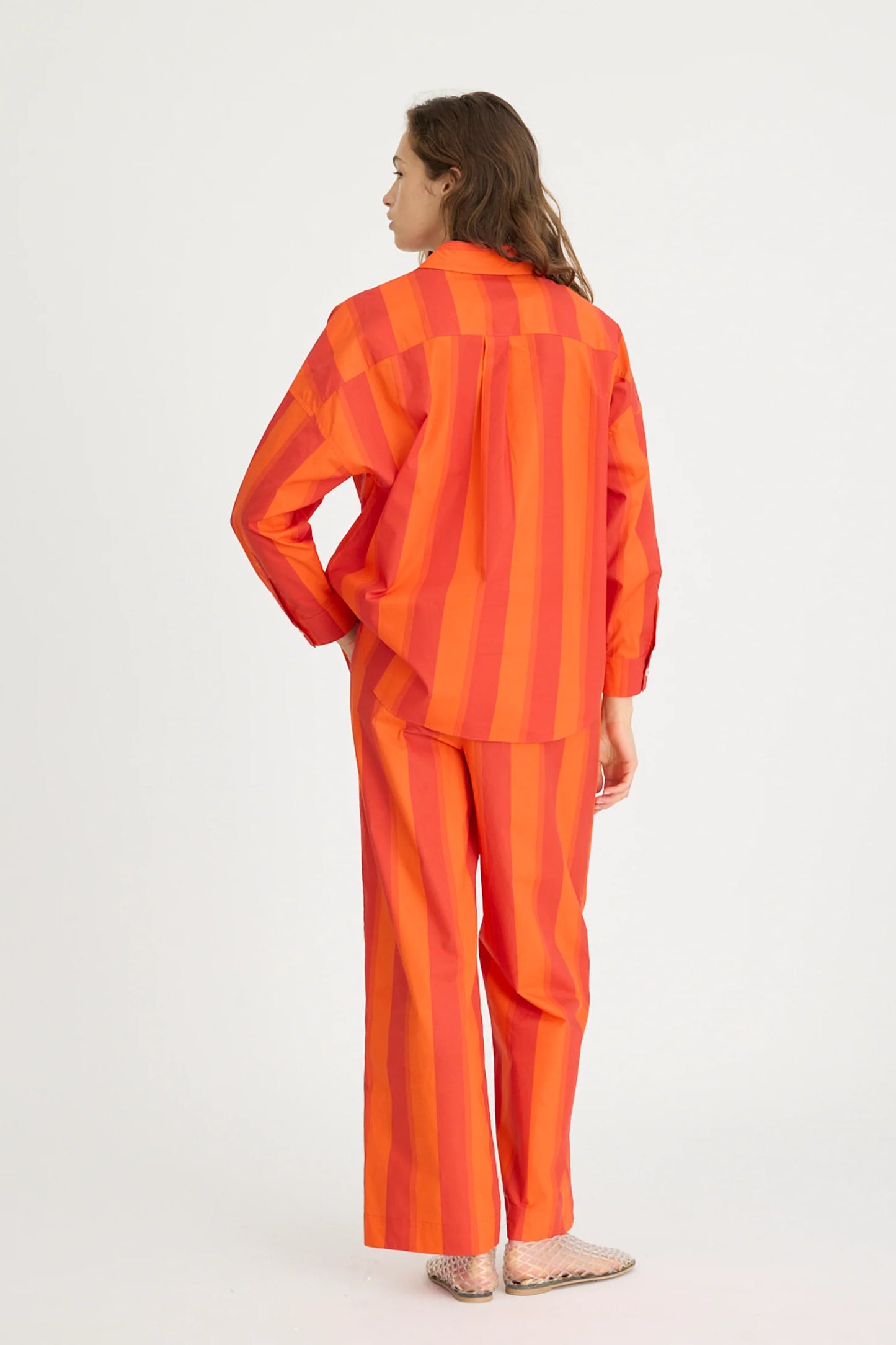 Chiara Long Sleeve Shirt Stripes in Spicy Orange Stripe