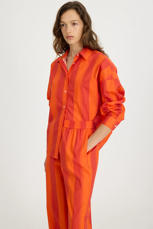 Chiara Long Sleeve Shirt Stripes in Spicy Orange Stripe