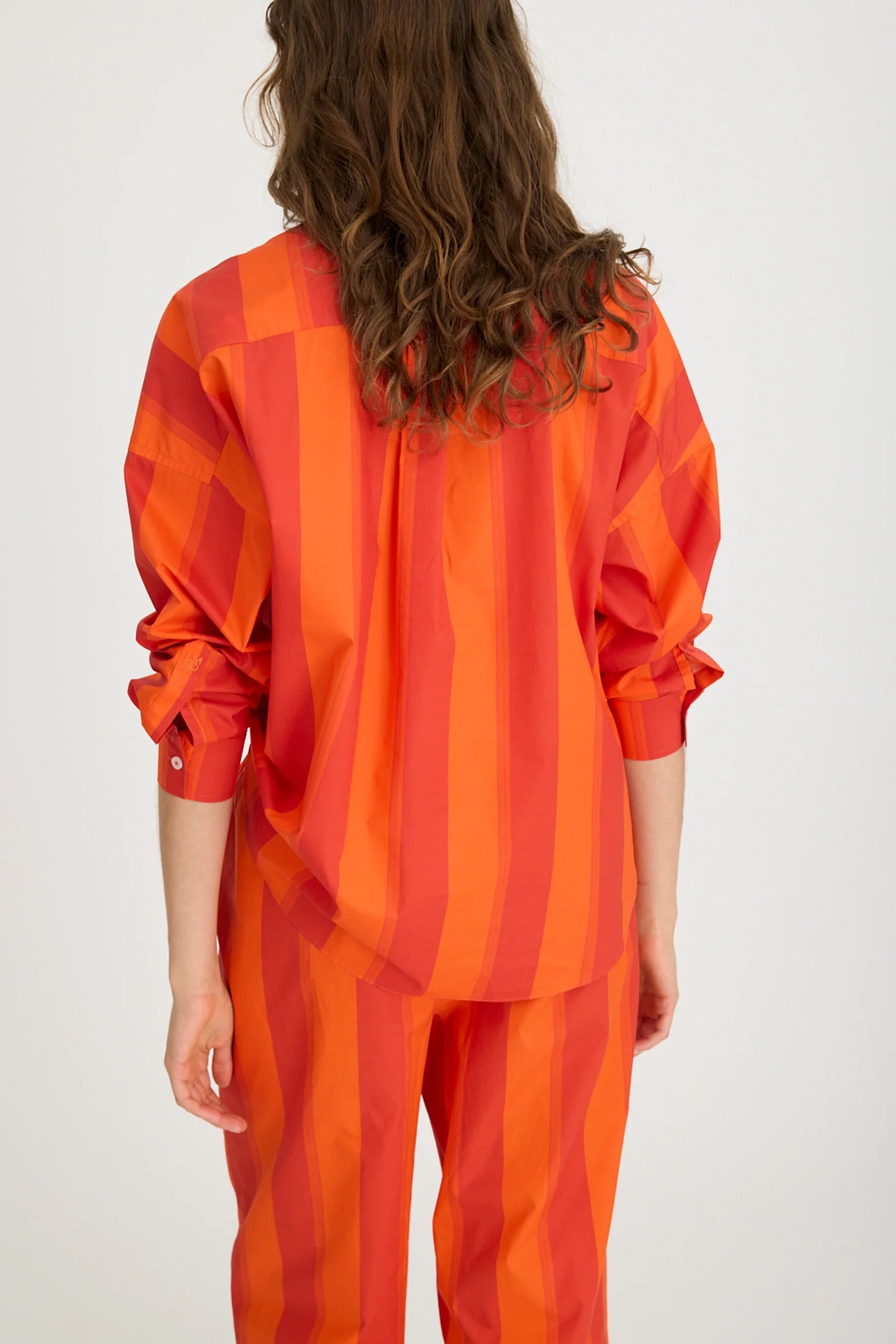 Chiara Long Sleeve Shirt Stripes in Spicy Orange Stripe