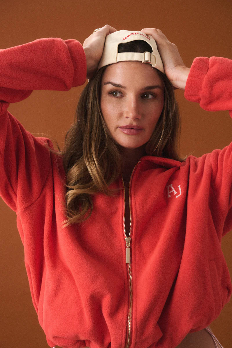 Sherpa Zip Through Jacket in Red Alert