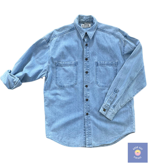 Vintage Denim Shirt with Double Pocket