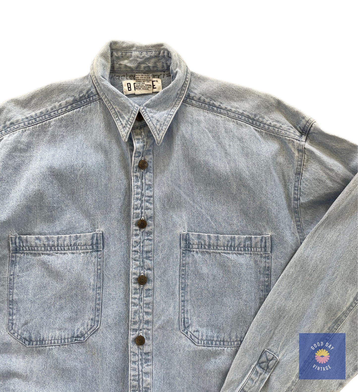 Vintage Denim Shirt with Double Pocket