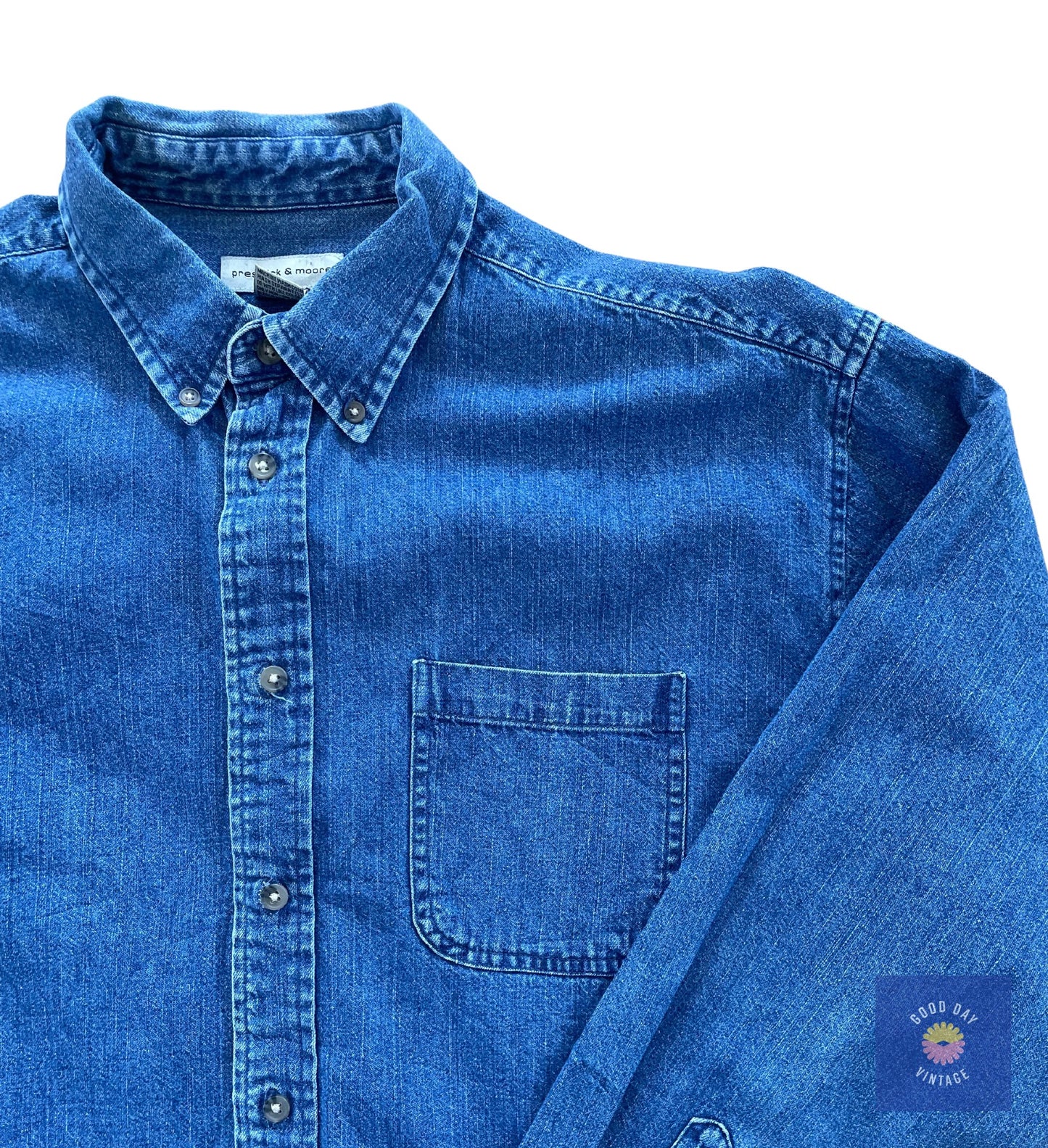 Vintage Denim Shirt with Single Patch Pocket