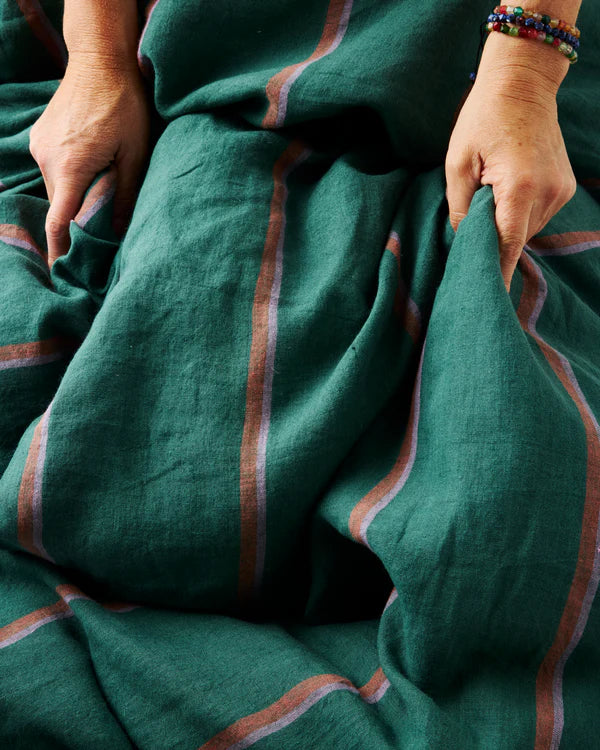 Wakame Crush Stripe Linen Quilt Cover