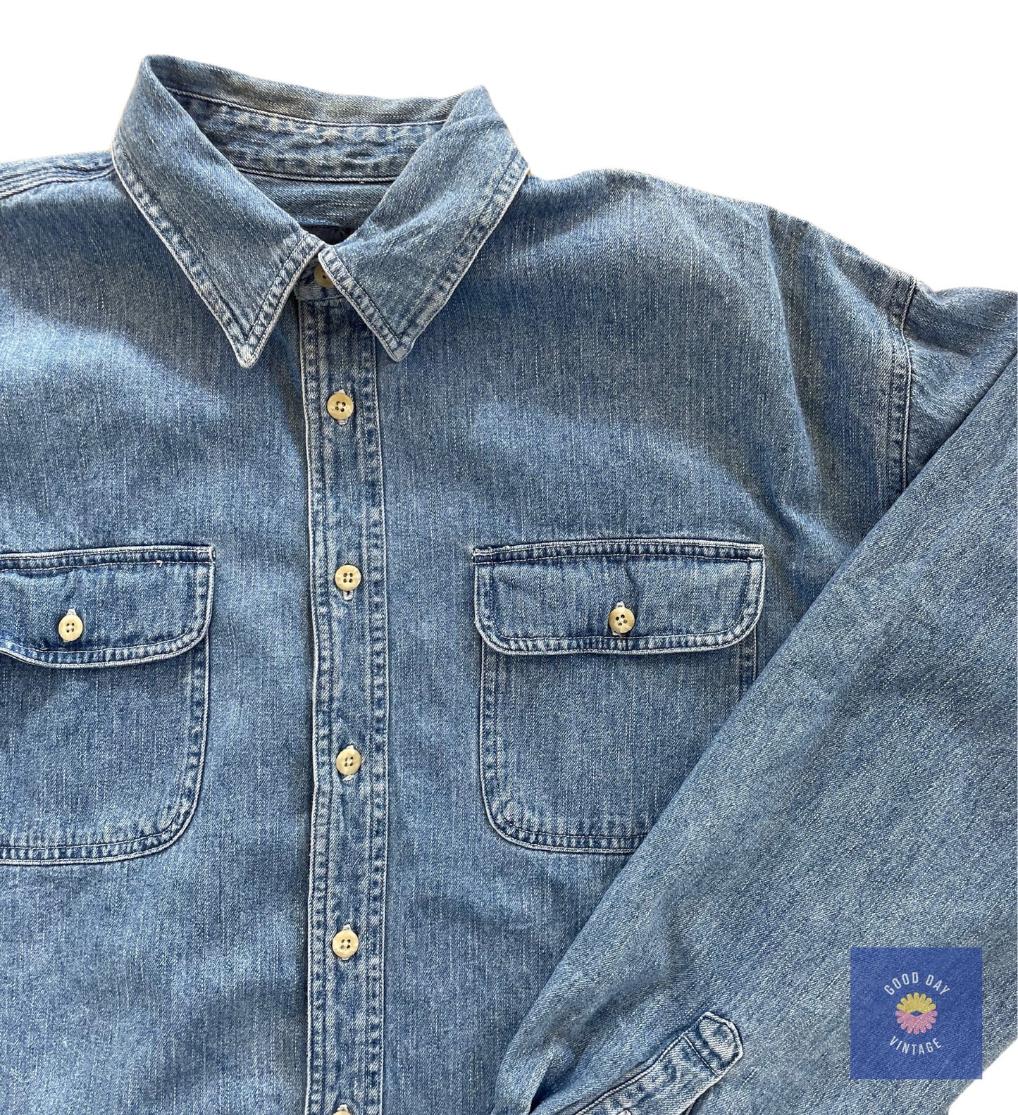 Vintage Denim Shirt with Double Pockets