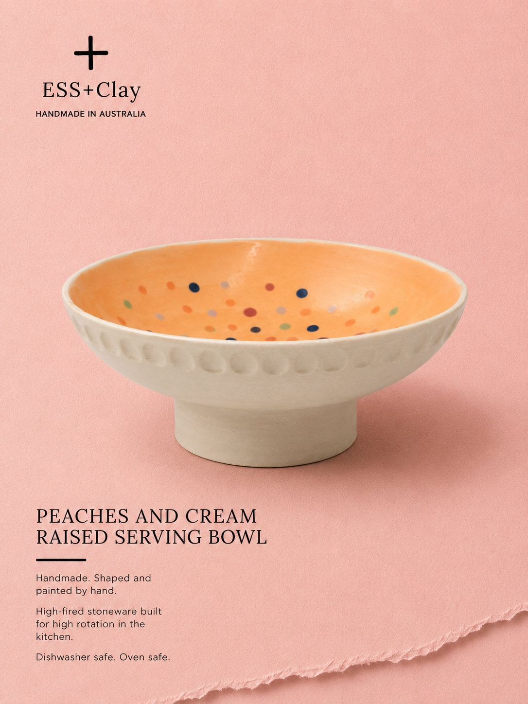 Peaches and Cream Raised Serving Bowl