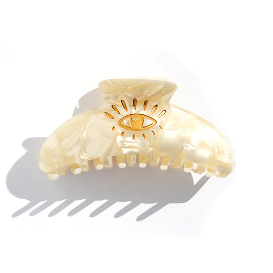 Eye Love Hair Clip in Pearl White