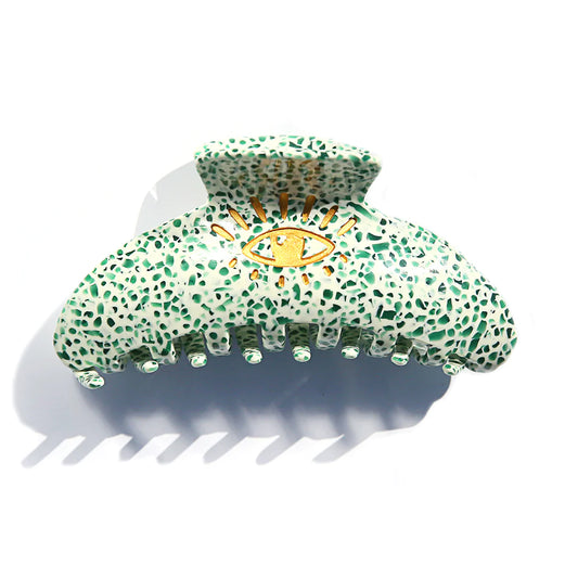 Eye Love Hair Clip in Green Terrazzo