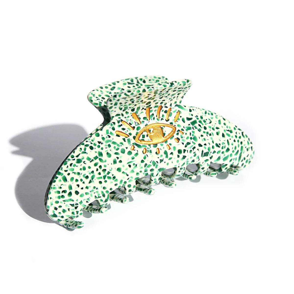 Eye Love Hair Clip in Green Terrazzo