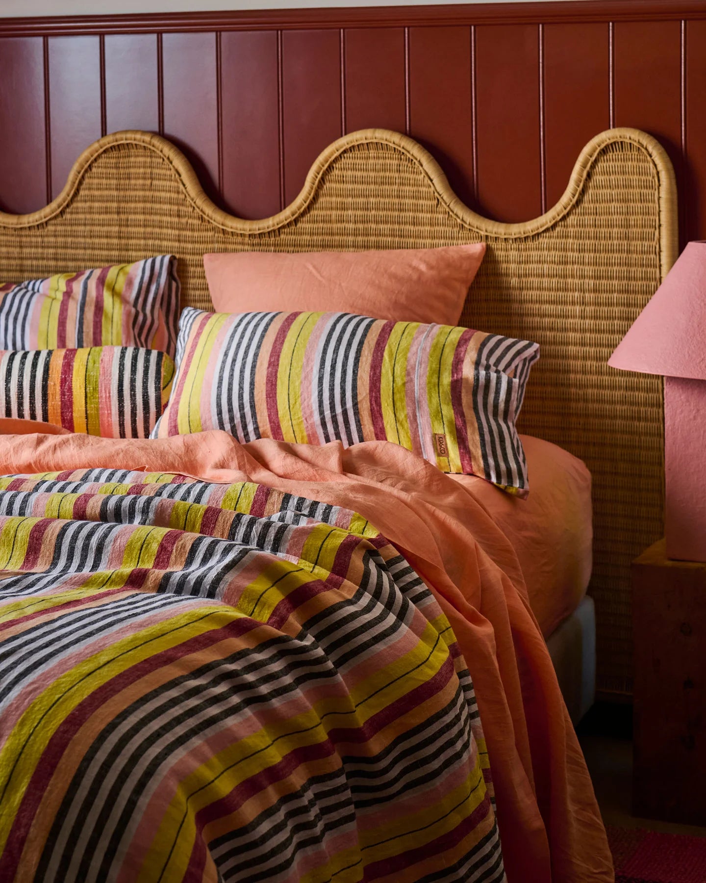 Coral Blossom Linen Flat Sheet