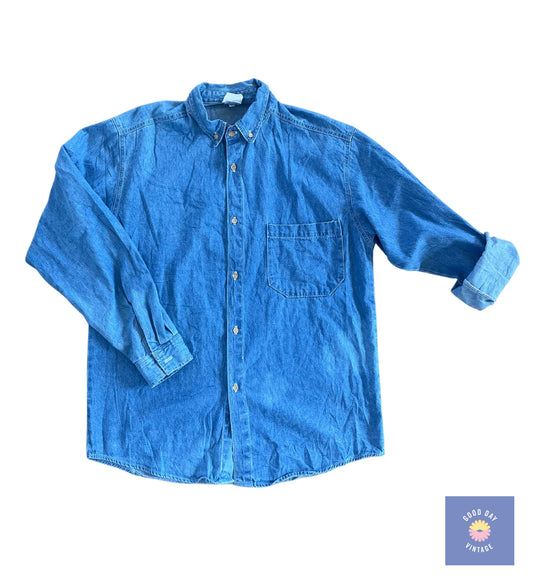 Vintage Denim Shirt with 90210 Cast and Crew Embroidery