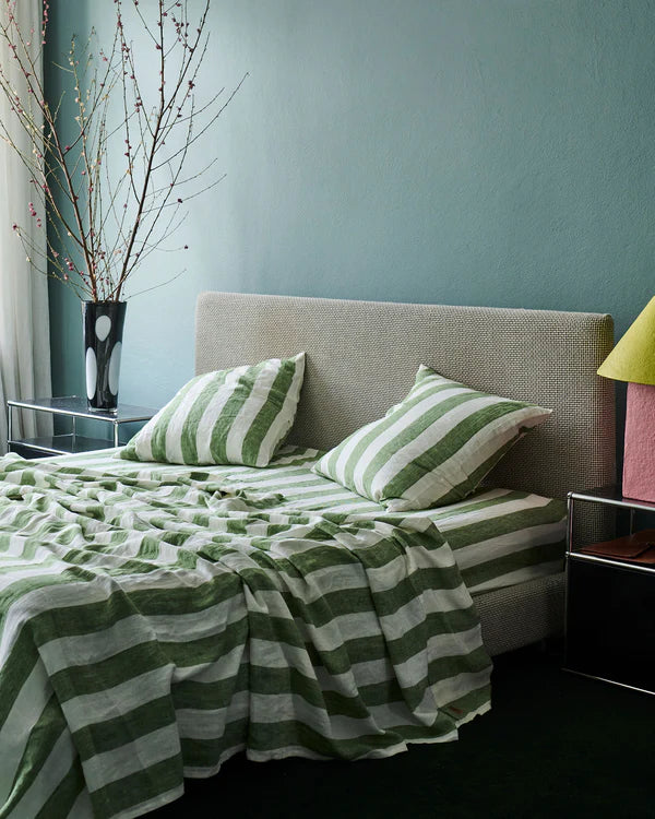 Moss Stripe Linen European Pillow Case Set