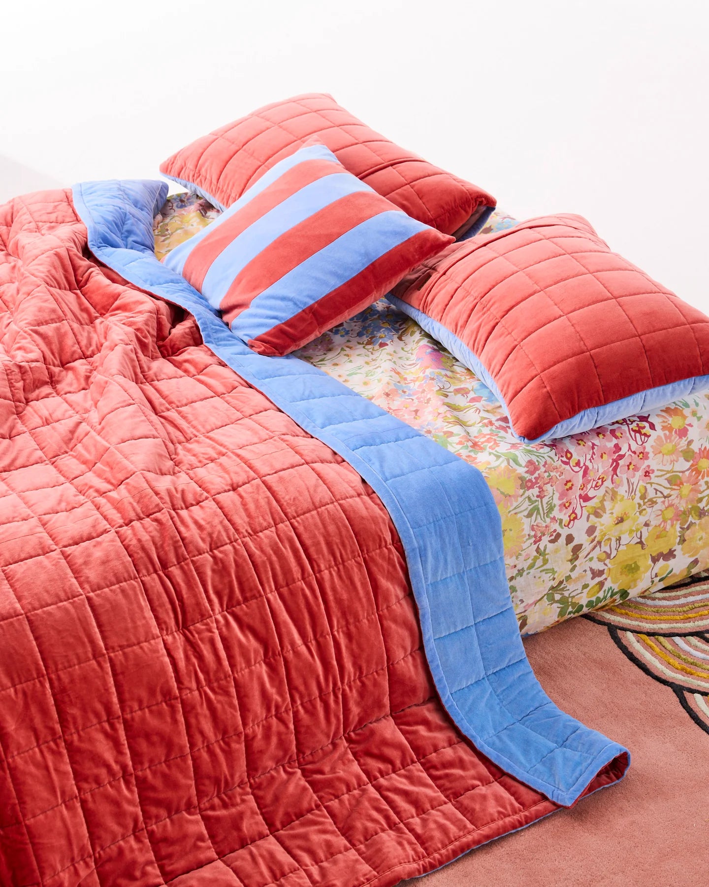 Blue Robin Velvet Quilted Pillowcases (Set of 2)