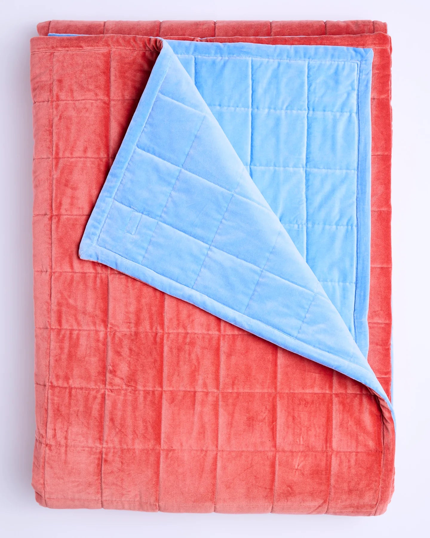 Blue Robin Velvet Quilted Bedspread