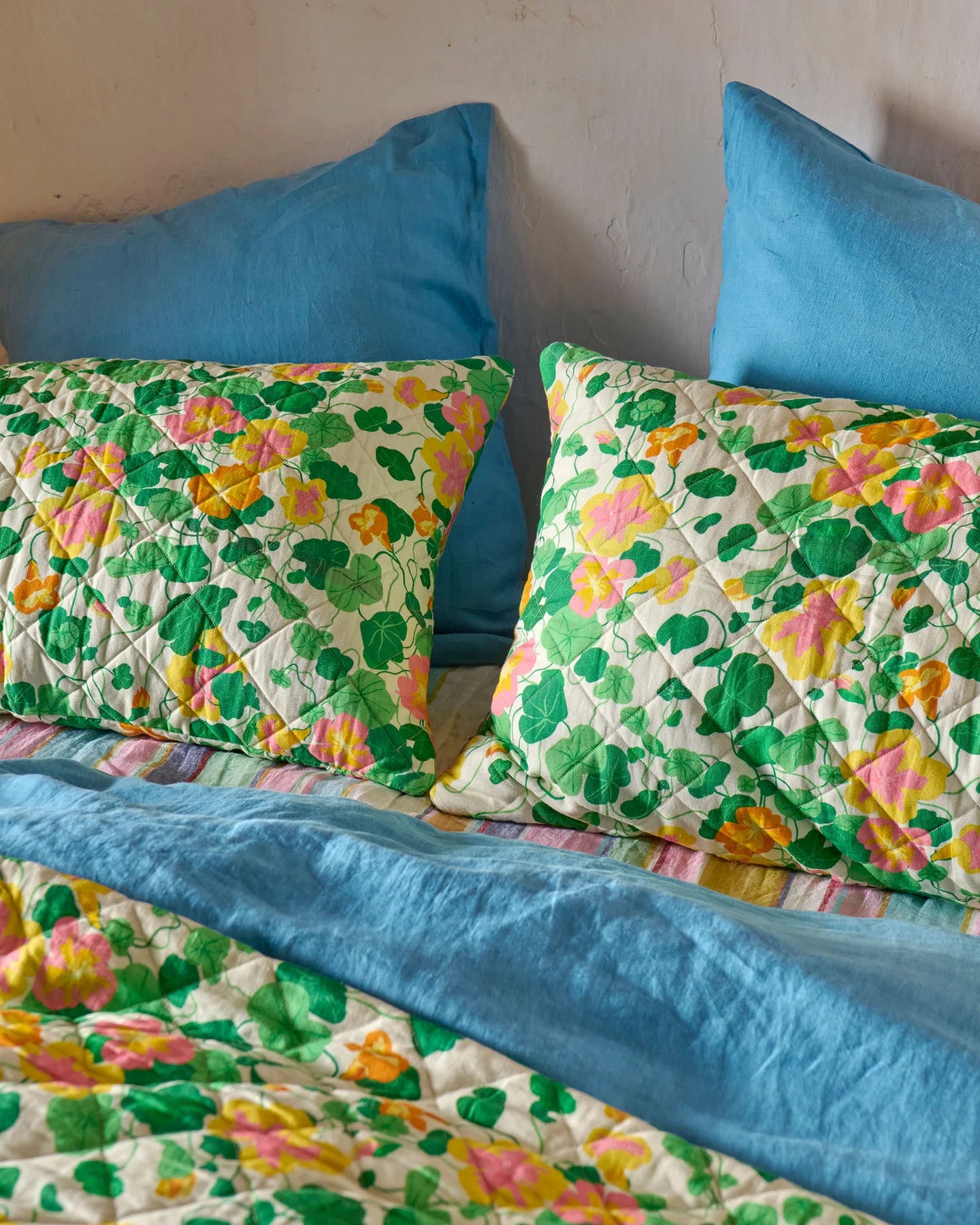 Nasturtium Linen Quilted Pillowcases