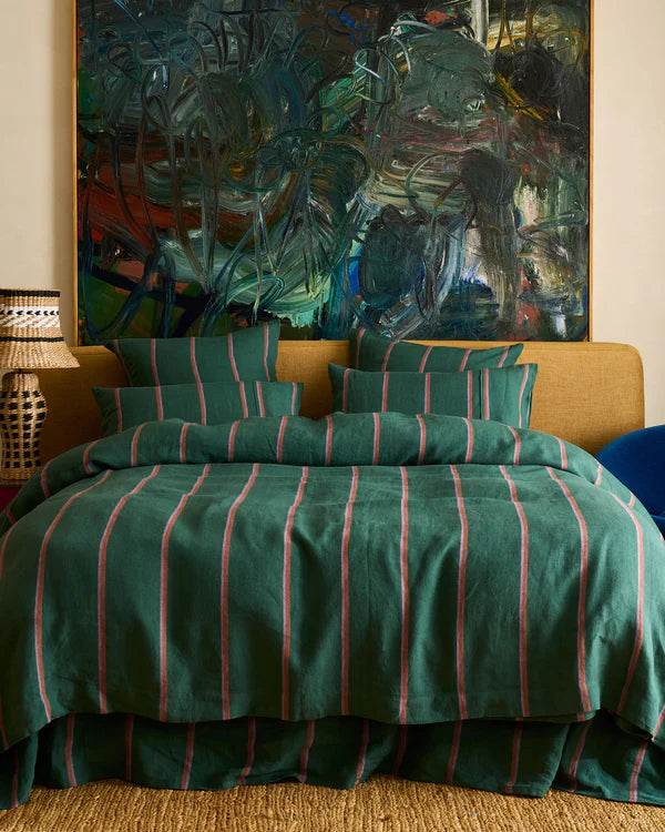 Wakame Crush Stripe Linen Pillowcase Set