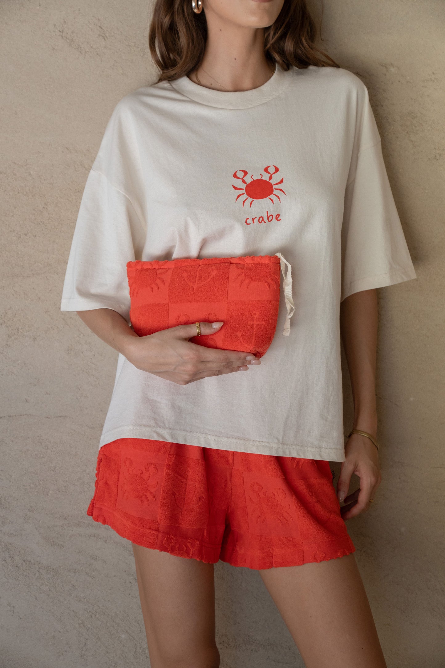 Seaside Terry Beach Clutch in Lobster Red