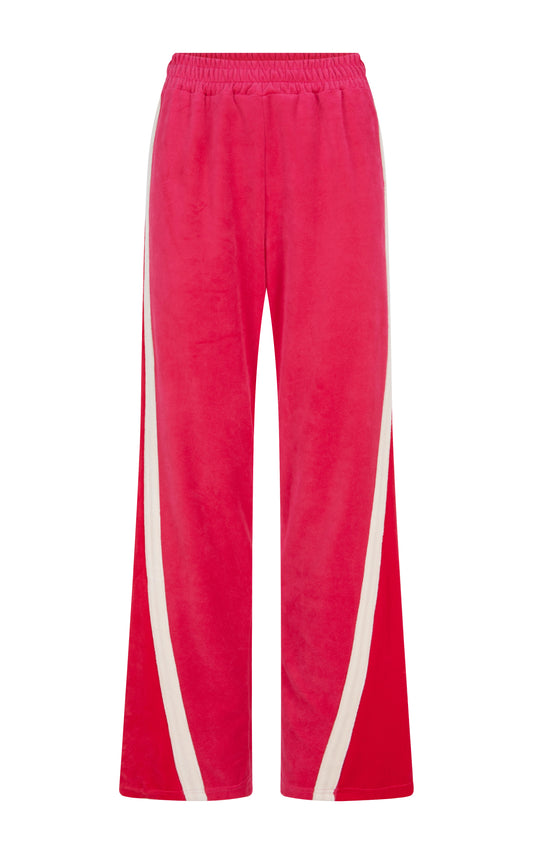 Velour Splice Trackpant in Tango Red