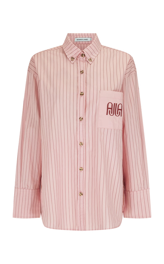 AJJA Stripe Shirt in Pink Blush