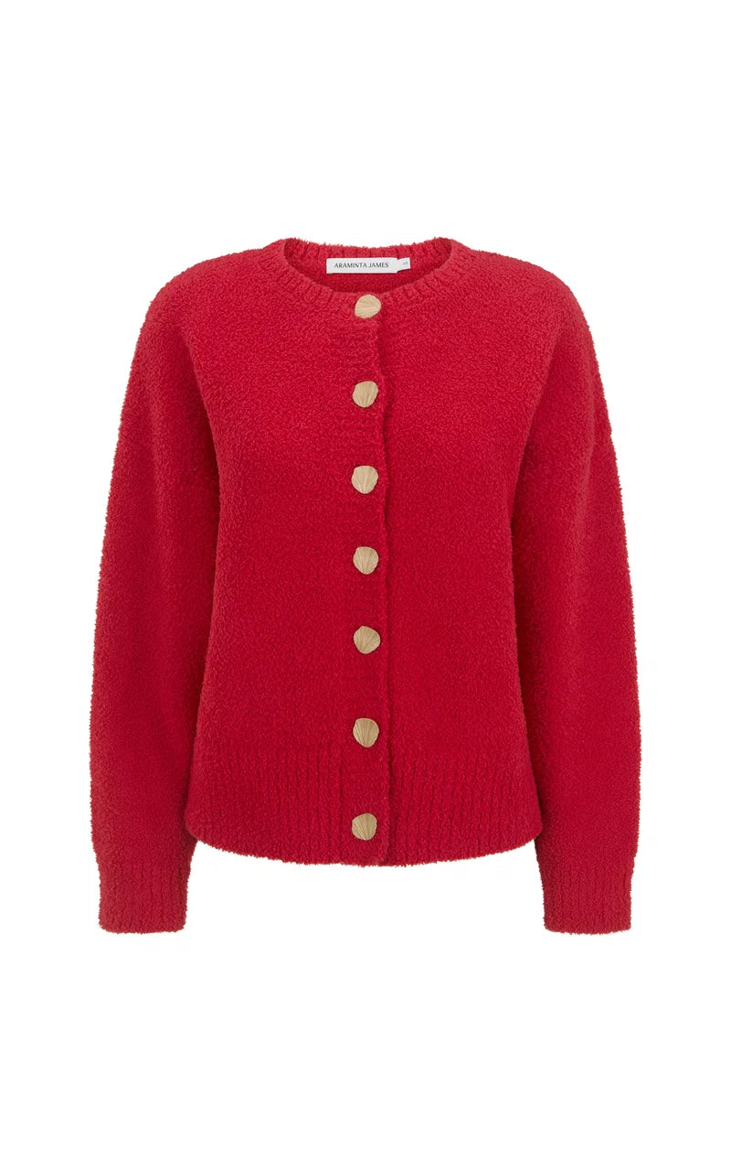 Aimes Shell Cardigan in Lipstick Red