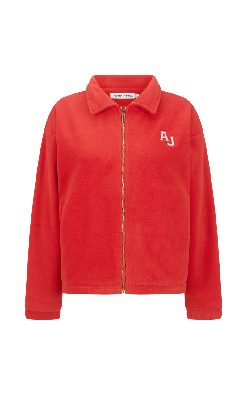 Sherpa Zip Through Jacket in Red Alert
