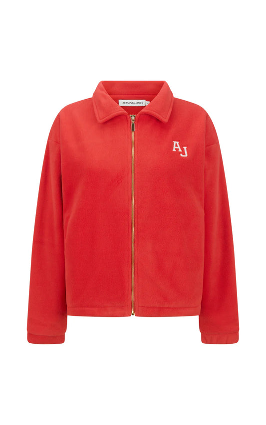 Sherpa Zip Through Jacket in Red Alert