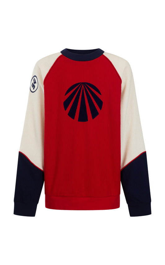 Races Waffle Sweatshirt in Poppy Red