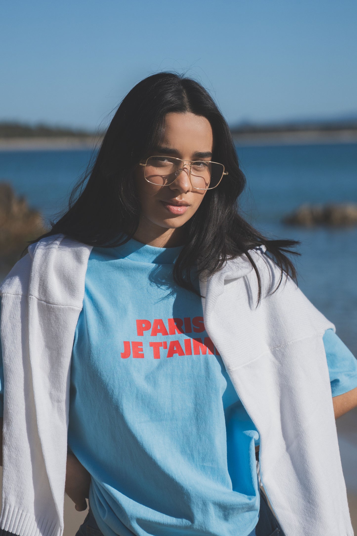 Je T'aime Tee in Ice Blue