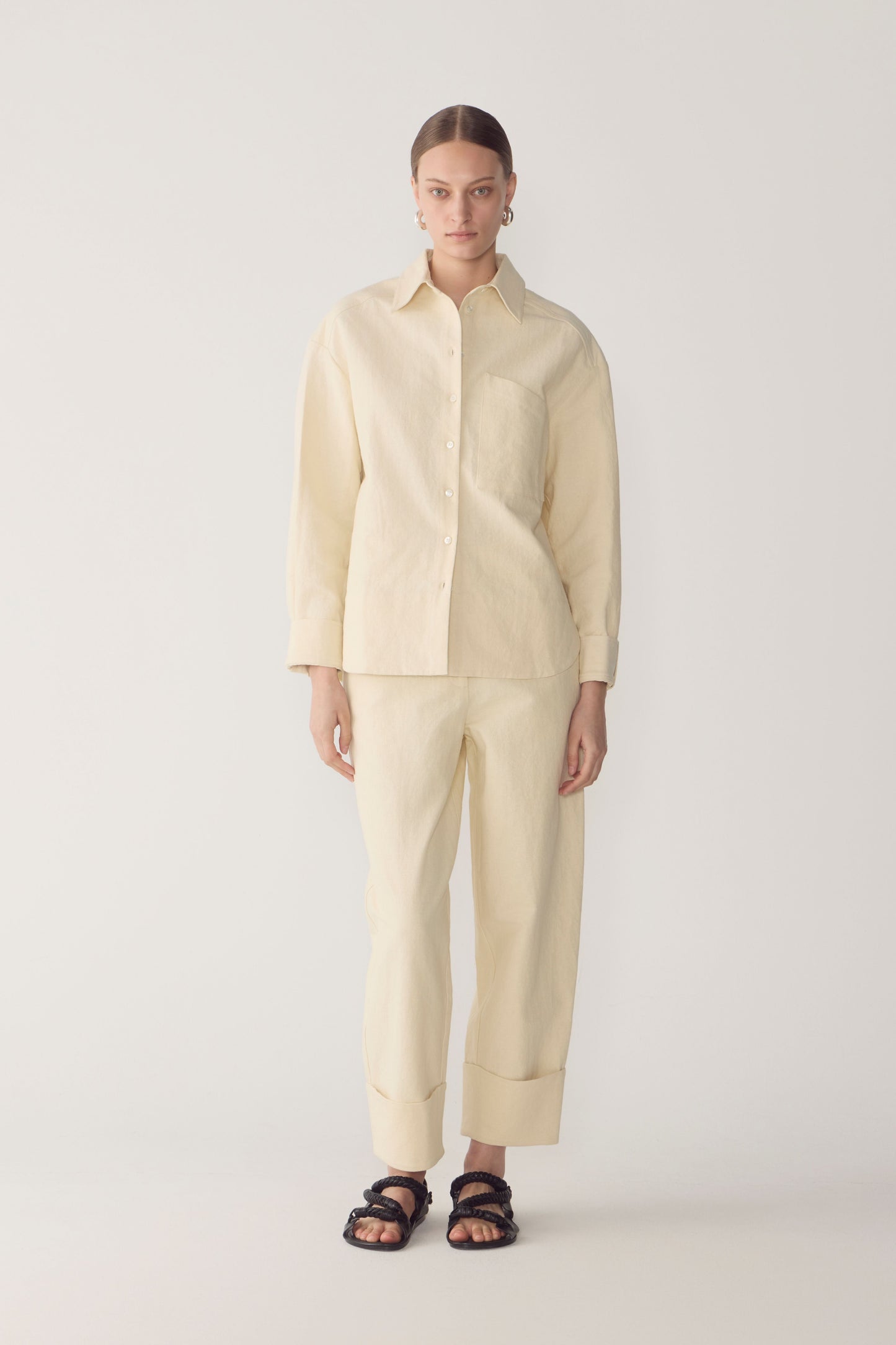 Blair Pant in Bone Cotton Linen